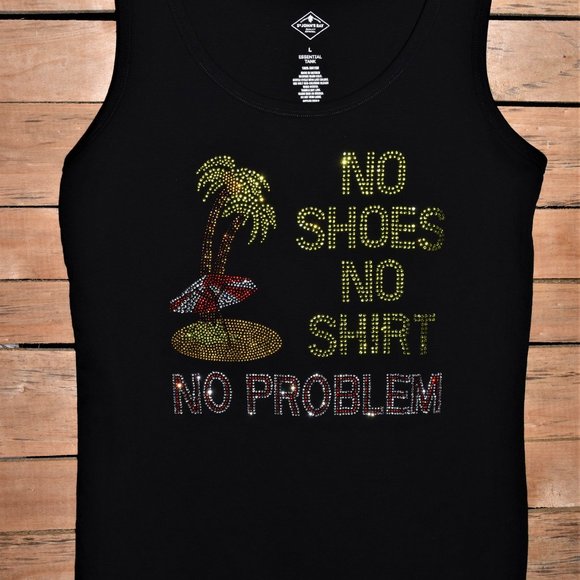 No Shoes Rhinestone tank top - Picture 2 of 7